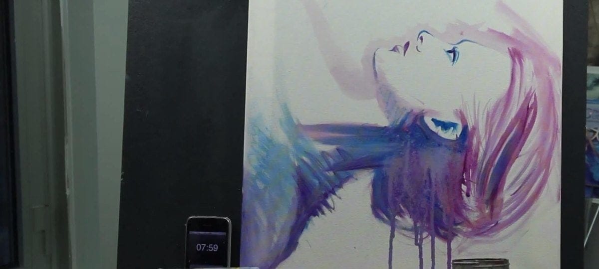 Une oeuvre de Mathieu Robert en cours de création, faite en 20 minutes.