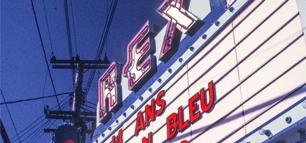 La marquise du Théâtre Rex était installé au centre-ville depuis 1930. Elle y est restée jusqu'au début des années 2000.