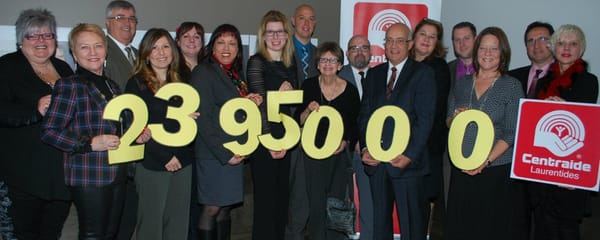 Le résultat de la campagne annuelle de Centraide Laurentides est de 2 395 000$, 200 000$ de moins que l'objectif.