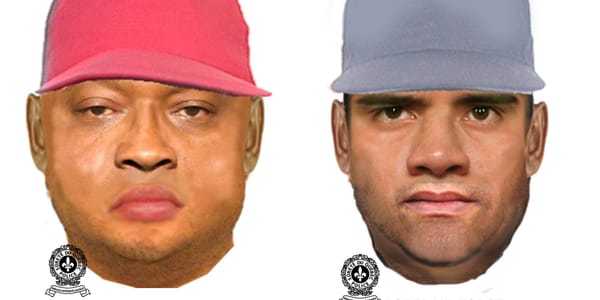 Deux des quatre suspects qui sont recherchés pour avoir volé un sac rempli d'argent.