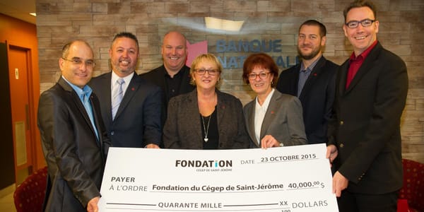 Claude Labelle, directeur général Laurentides TC Média, Stéphane Charette, directeur de succursale Banque nationale et membre