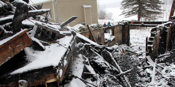 Il ne restait plus que les fondations de cette maison du croissant du Domaine Namur, à Saint-Hippolyte, le 28 février 2016. P
