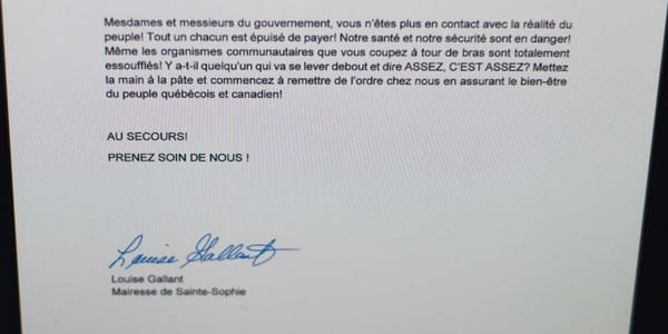 La mairesse Louise Gallant, de Sainte-Sophie, trouve que les gouvernements fédéral et provincial sont déconnectés de la réali